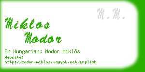 miklos modor business card